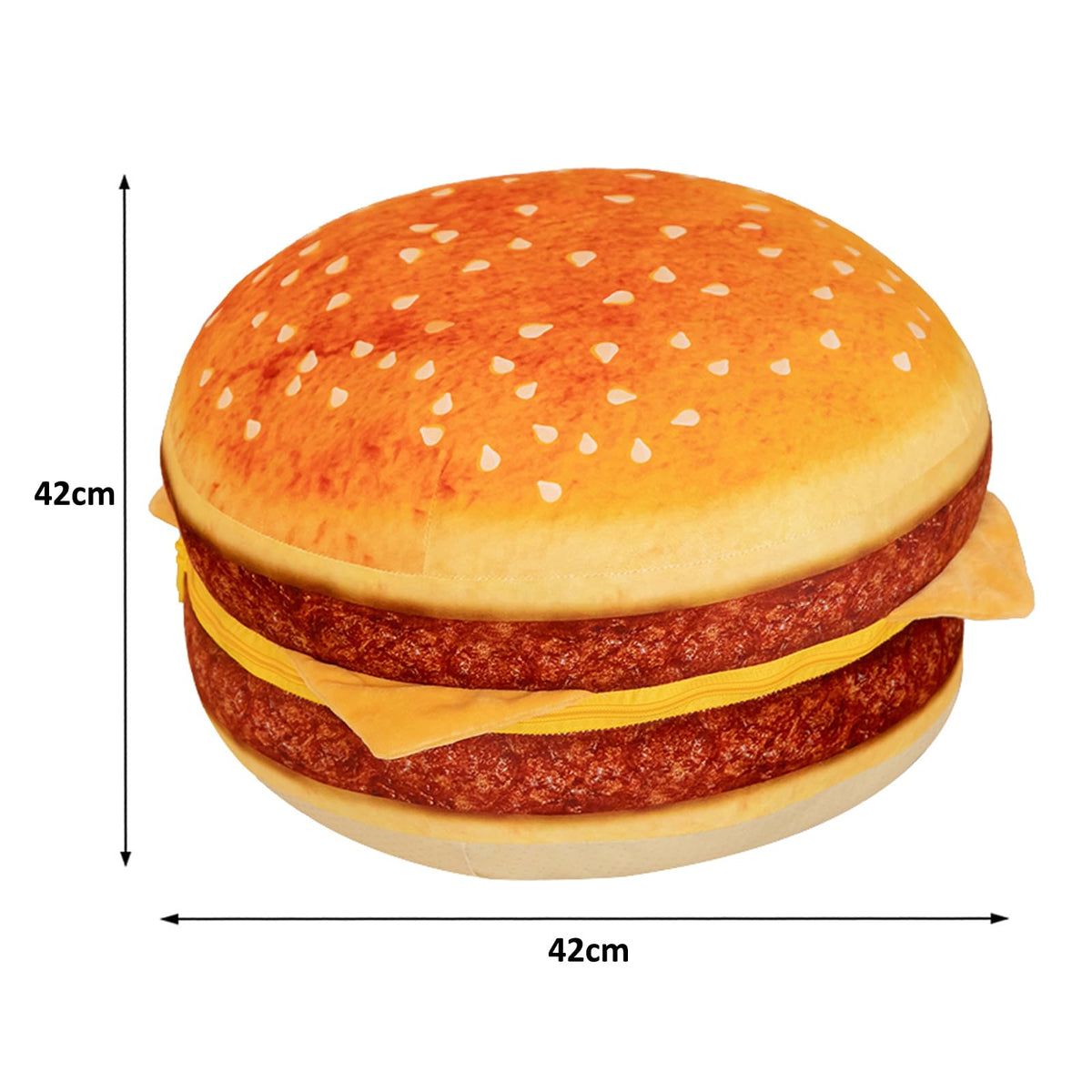 FunnyKitten Hamburger Pillow packaging shows vacuum pack and reshape tips.
