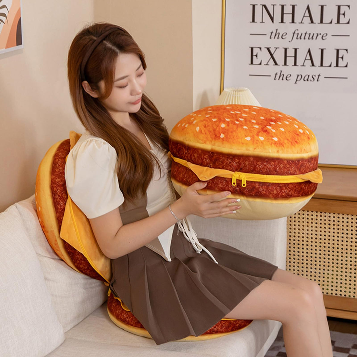 FunnyKitten Hamburger Pillow soft-fill plush cushions offer fun home decor.