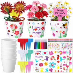 Funnymoom 48-piece Mother's Day pot craft kit ready for colorful decorating