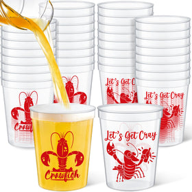 Funnymoom red crawfish cups with bold graphics for 16oz beverages