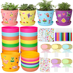 Funnymoom 48-pc garden pot kit with colorful pots for kid-friendly DIY projects