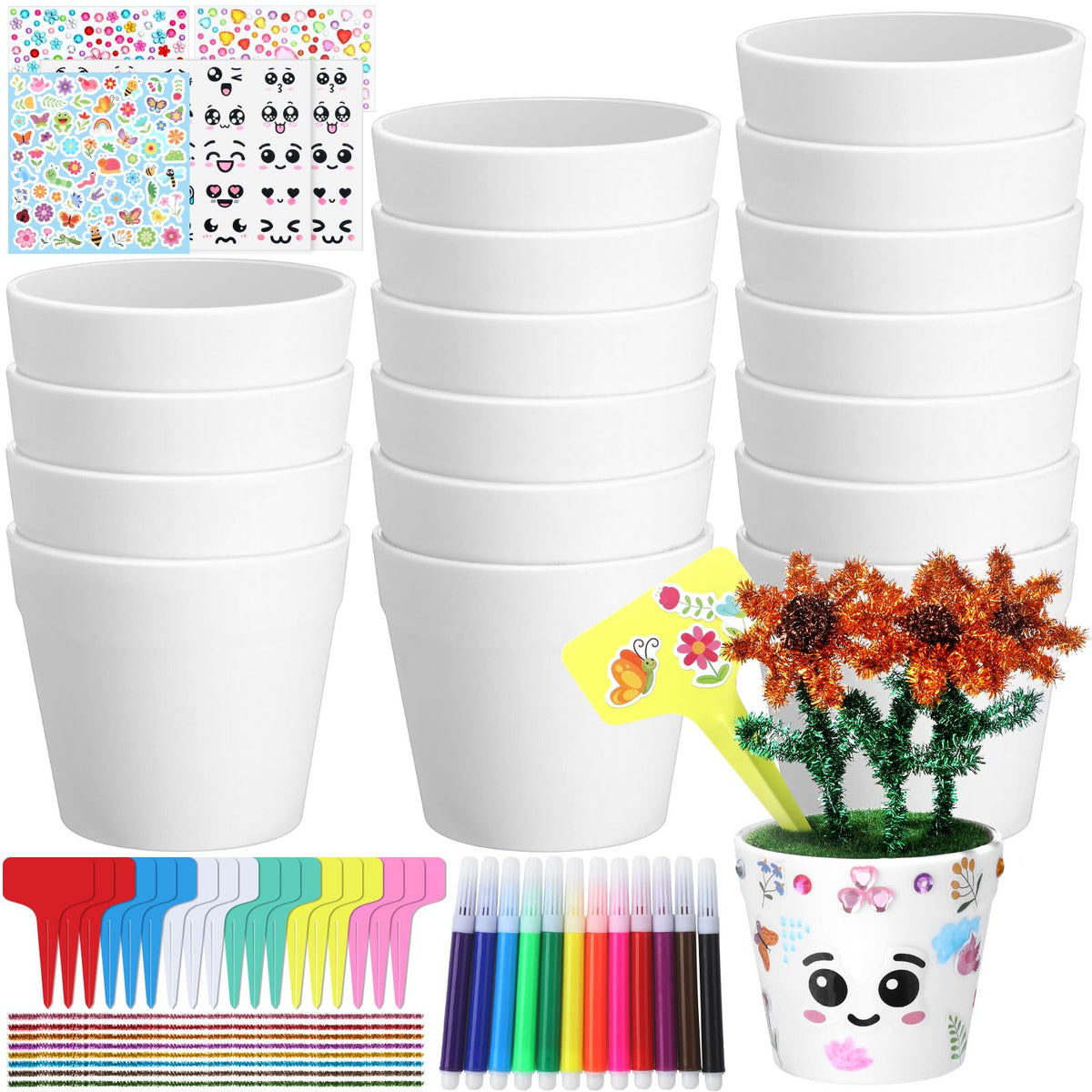 Funnymoom garden pot craft kit with 36 pots ready to paint