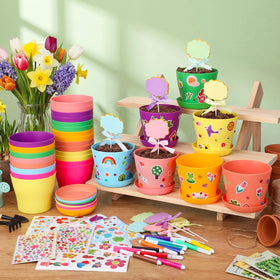Funnymoom rhinestone stickers adding sparkle to DIY plant crafts and displays