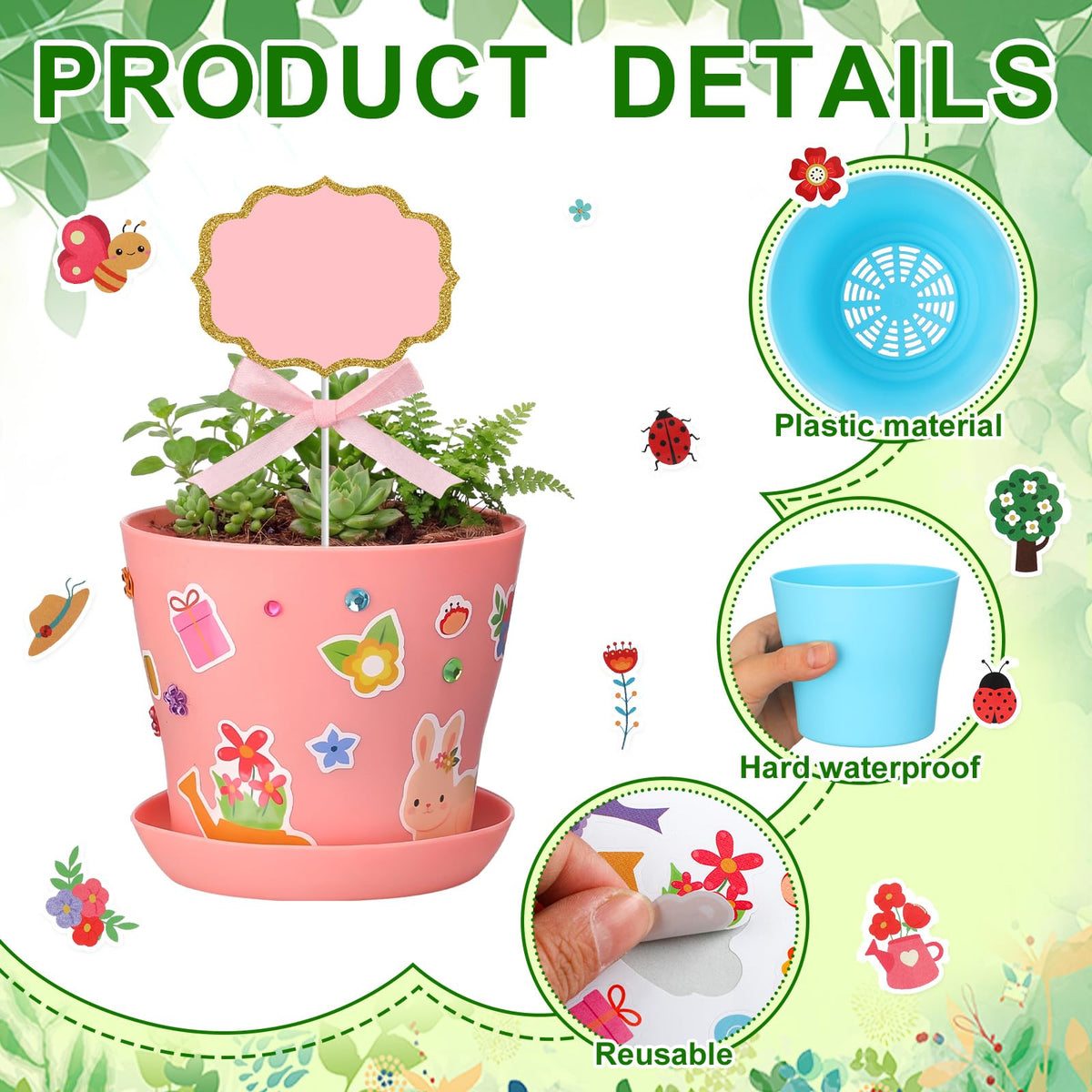 Funnymoom sticker sheets for flower pots adding playful designs to classroom crafts
