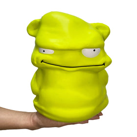 Funnysquee green monster squishy party favor for birthdays and events.