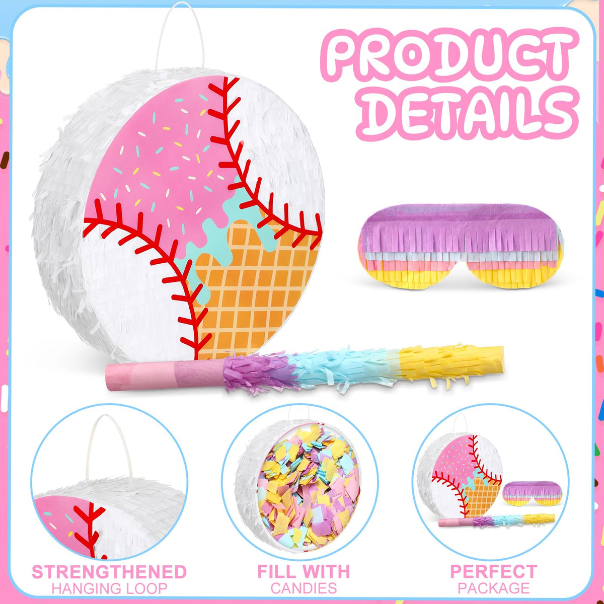 FunooFuno baseball pinata scene in bright colors boosts party atmosphere