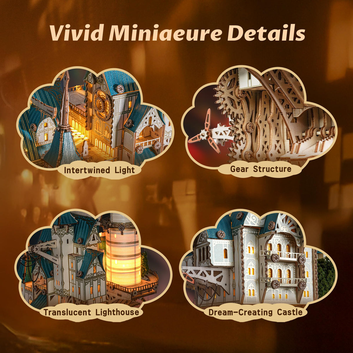 FUNPOLA LED windows illumination showcases cozy glow for night-time ambiance.