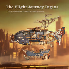 FUNPOLA steampunk airship with LED modes for dramatic night glow.