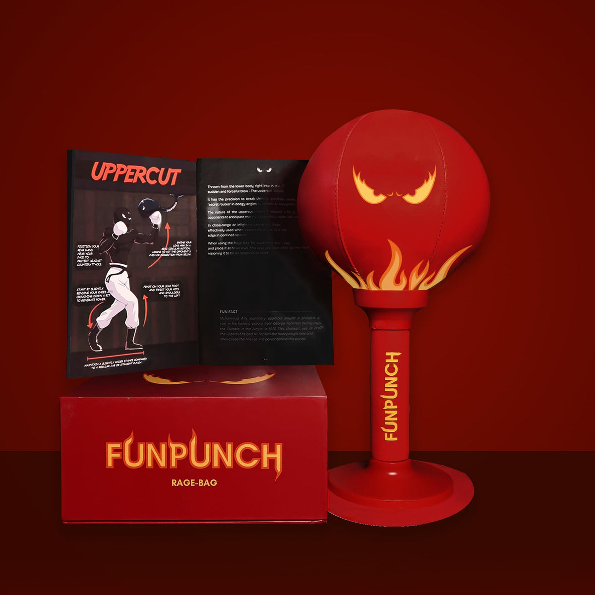 FunPunch Rage Bag used in an office workout scenario for compact training.