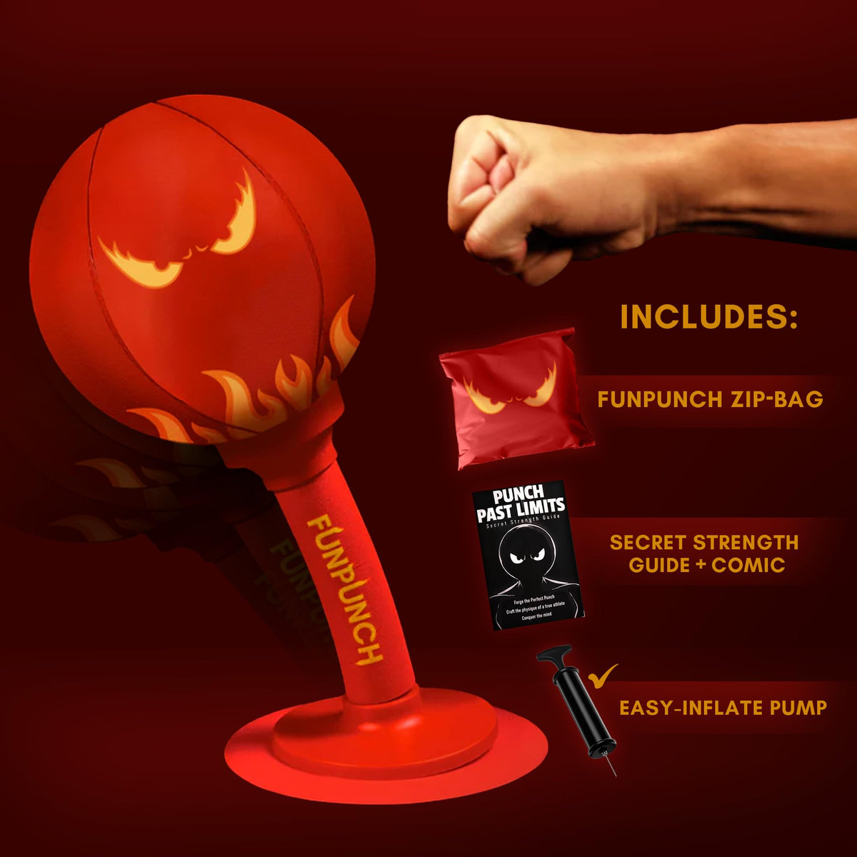 FunPunch Rage Bag suction cup attached to a flat surface for instant setup.