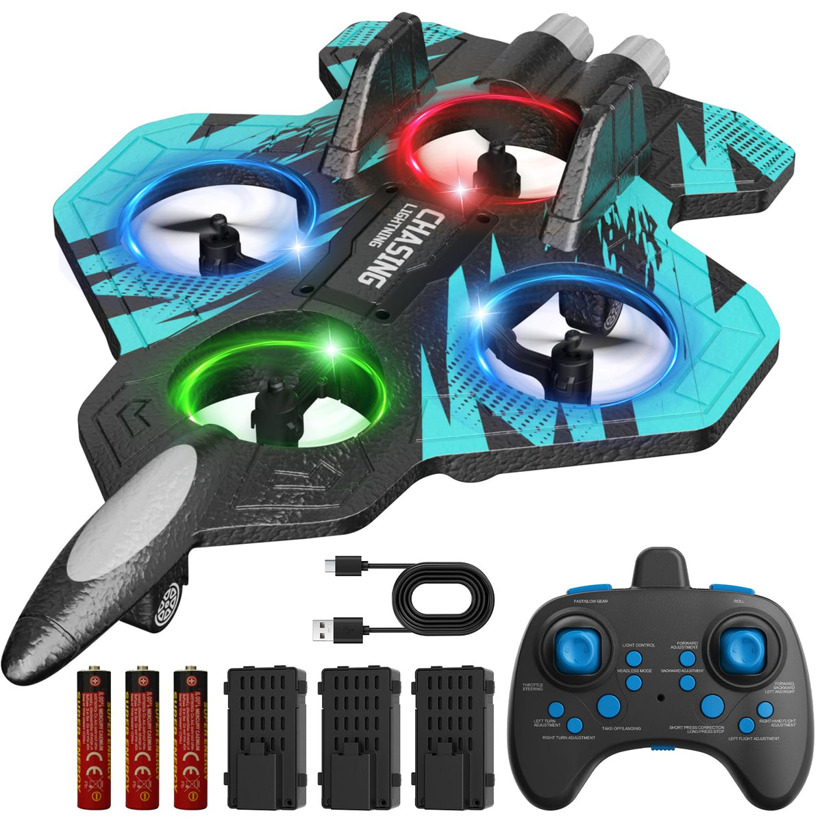 FUNPX Foam RC Airplane with LED lights for vibrant night flights