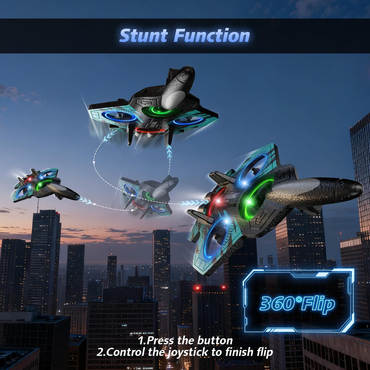 FUNPX Night flight display with vivid LEDs for dusk play