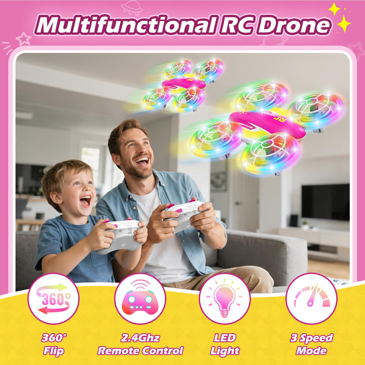 FUNPX LED drone—360° flip for thrilling stunt flights.