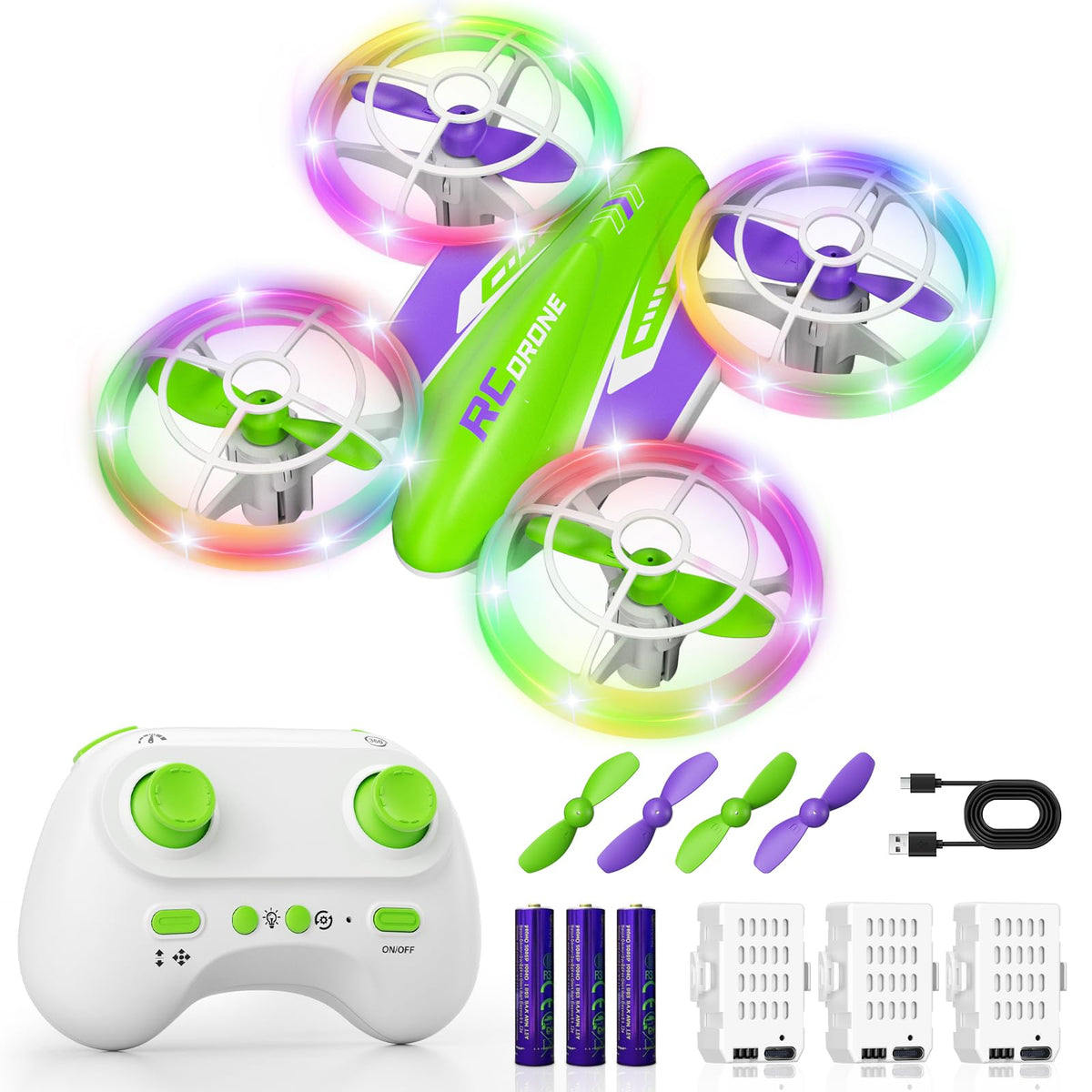 FUNPX LED drone in a gift-ready box for quick unboxing and play.