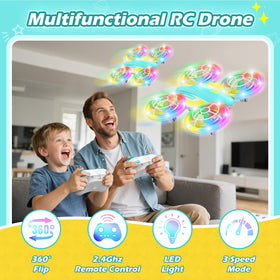 FUNPX LED RC Drone remote control for precise, easy maneuvering.