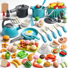 Funpynani 130-piece set with pots and pans for imaginative cooking play