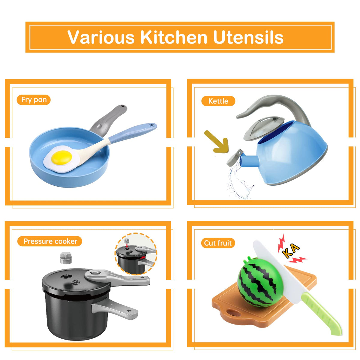 Funpynani blue food set enhances meal-prep themed storytelling.