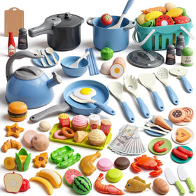 Funpynani kitchen pots and pans in blue inspire imaginative pretend cooking play.