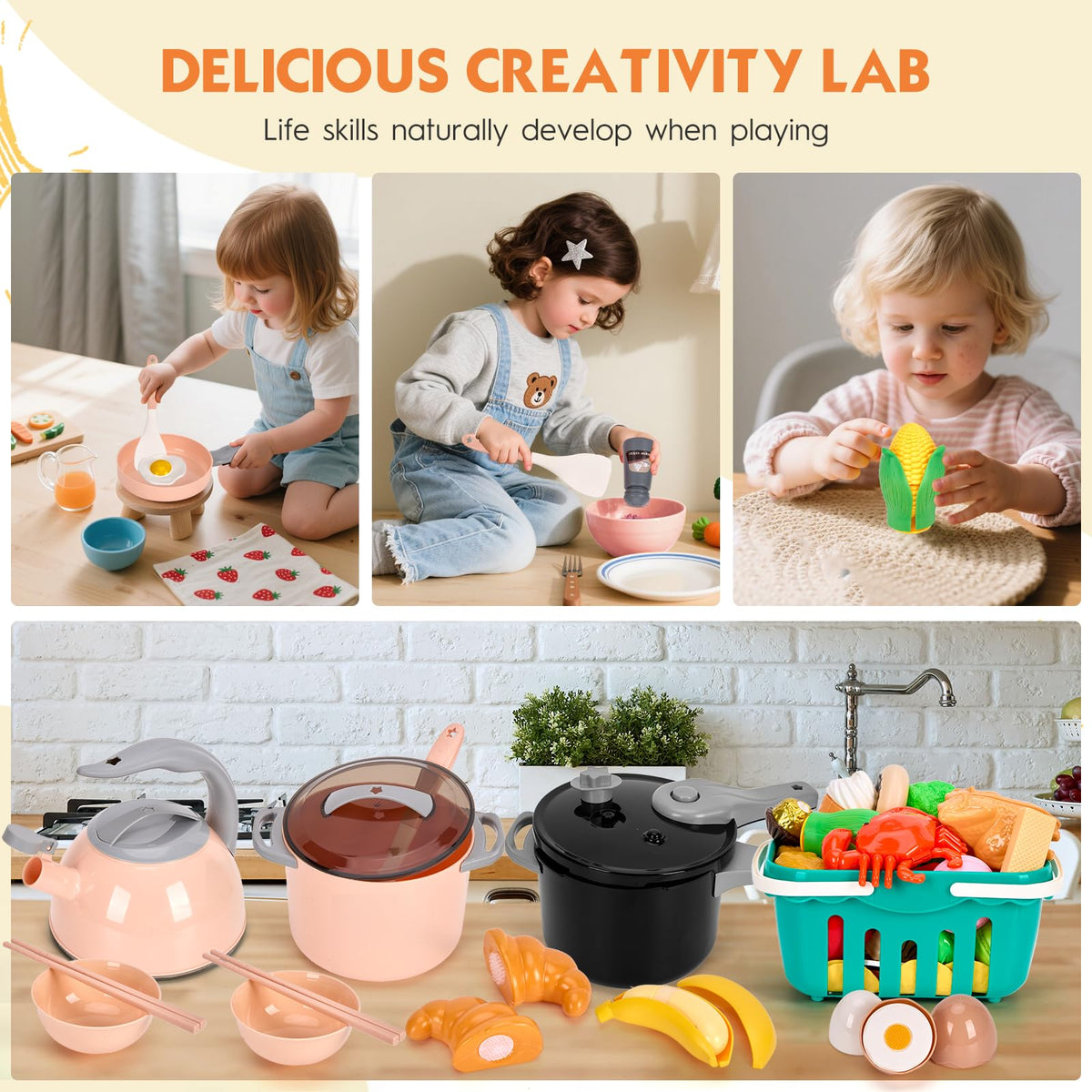 Funpynani fruits and vegetables playset for kitchen tasks