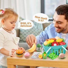 Funpynani shopping basket with money for basic math play