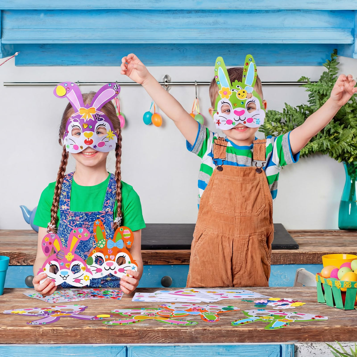 Funrous eight-color bunny mask designs spark kid creativity.