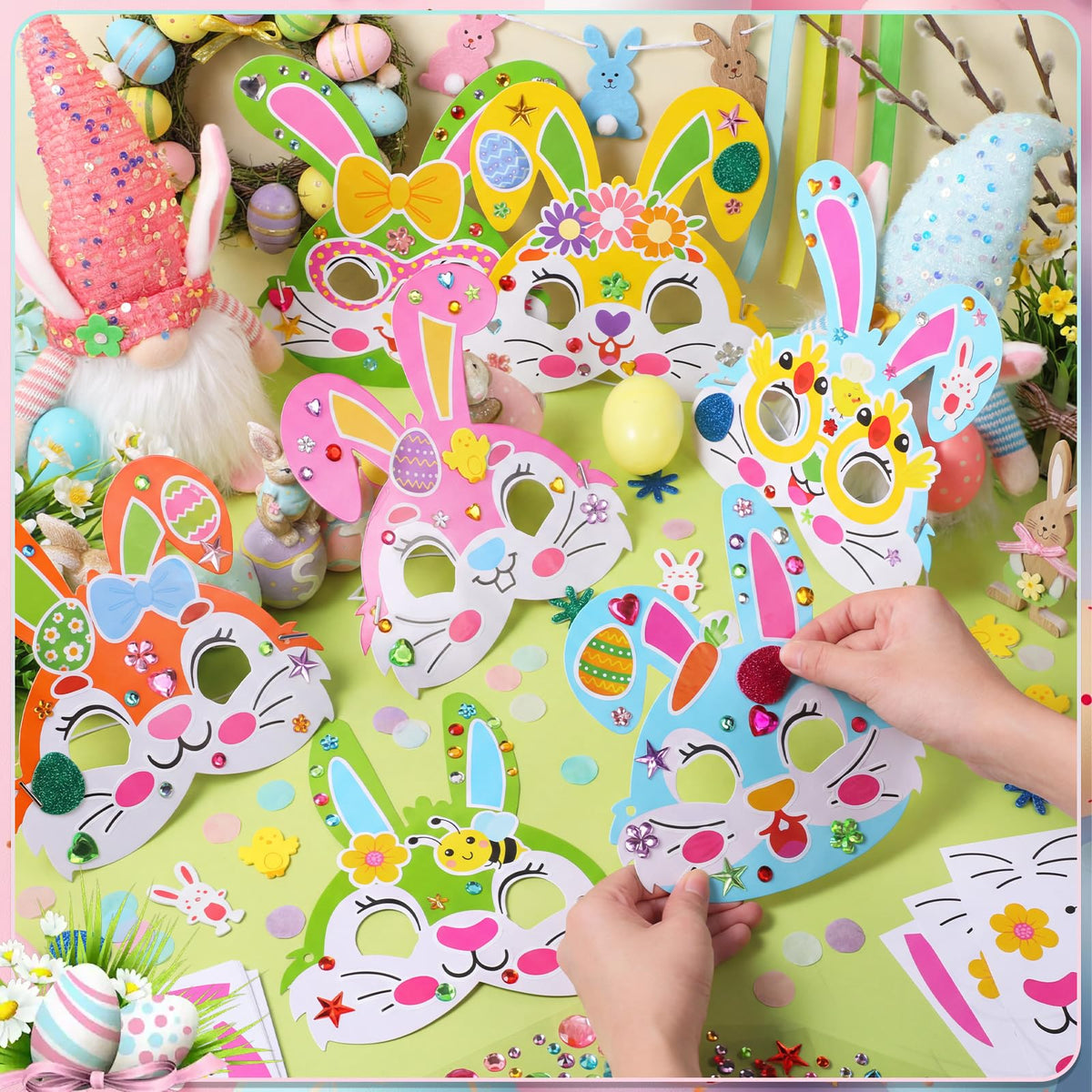 Funrous diamond stickers sparkly accents for bunny masks.