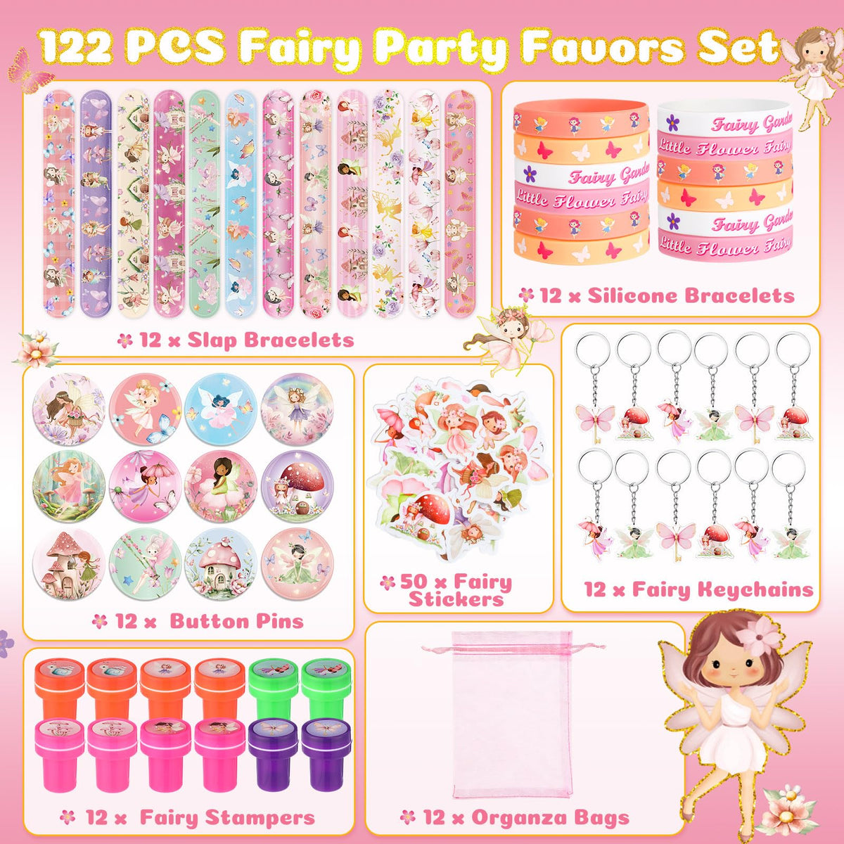 Funrous fairy silicone bracelets — durable, vibrant wearables for kids' celebrations.