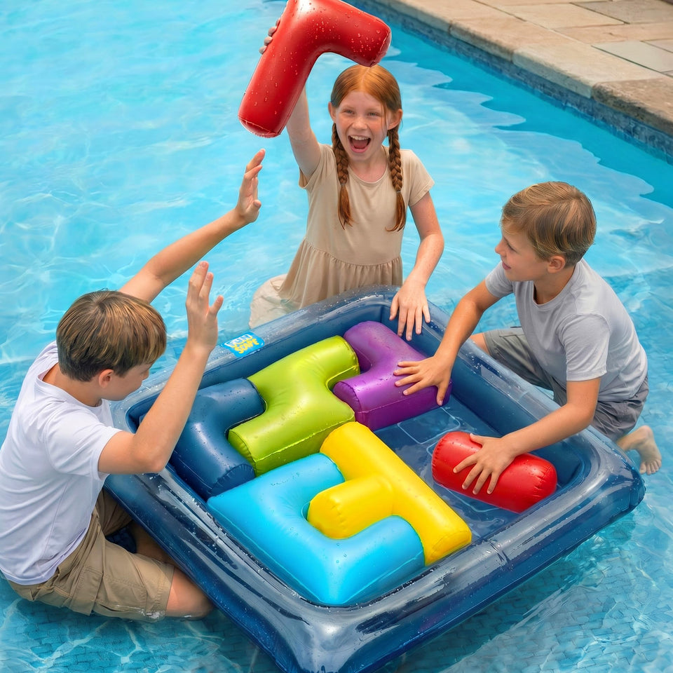 Funscape 2in1 pool puzzle game enhances family fun and problem-solving by the pool.