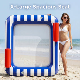 Funscape blue pool float enhances lake, pool, or beach days