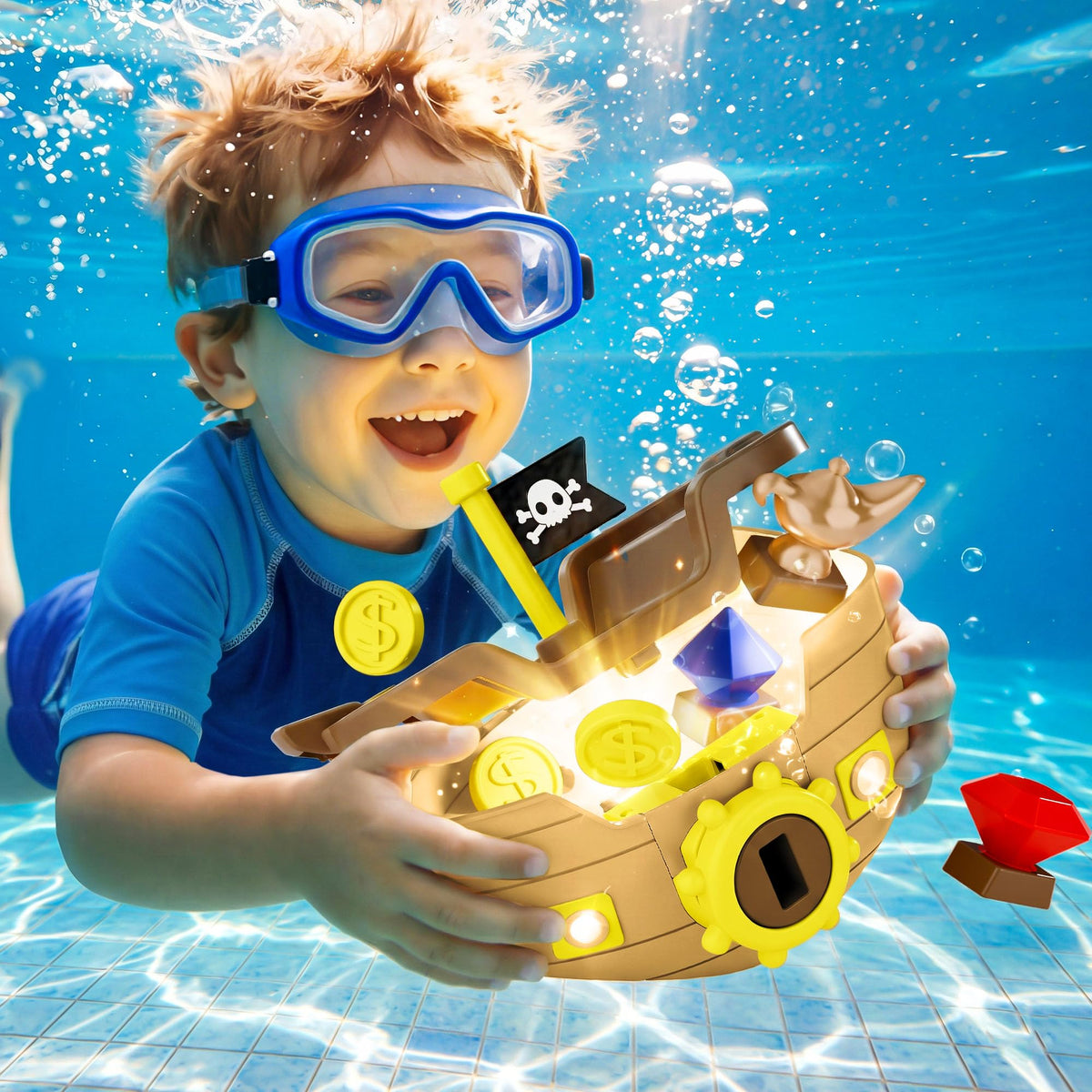 Funscape colorful 3D gems diving toy sparks visual appeal and tactile exploration.