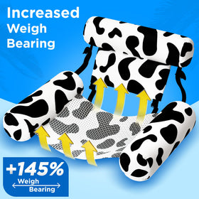 Funscape Cow quick-inflation float for easy setup and transport.