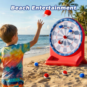 Funscape dart board size measures 35 by 29.5 by 3.2 inches.