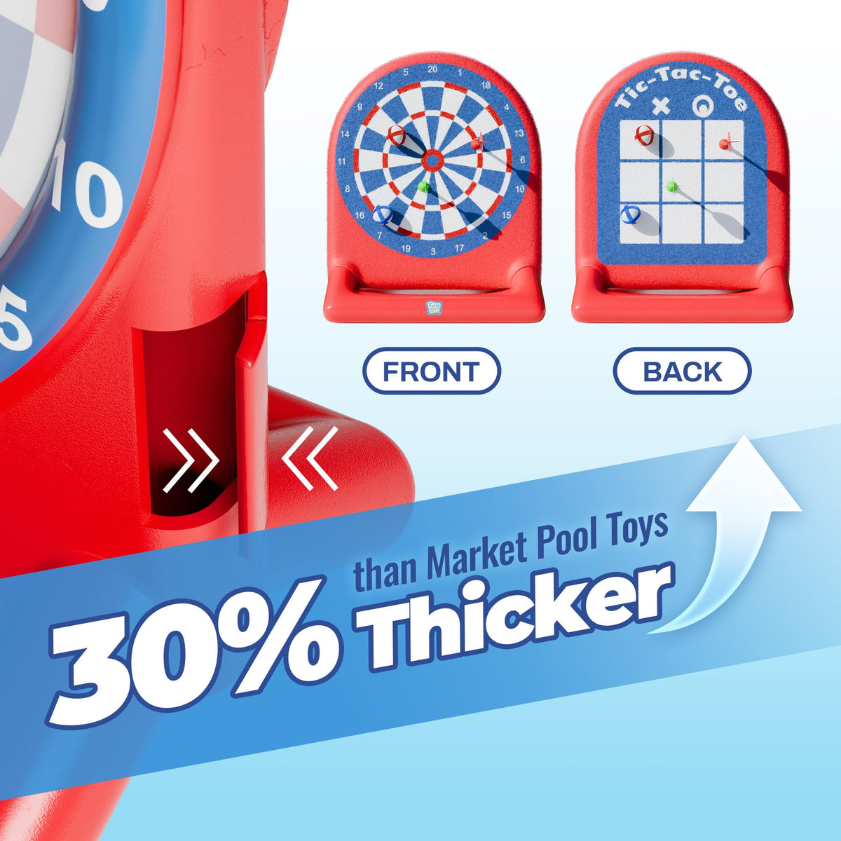 Funscape two-in-one surface for darts and tic-tac-toe games.