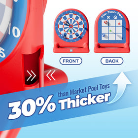 Funscape two-in-one surface for darts and tic-tac-toe games.