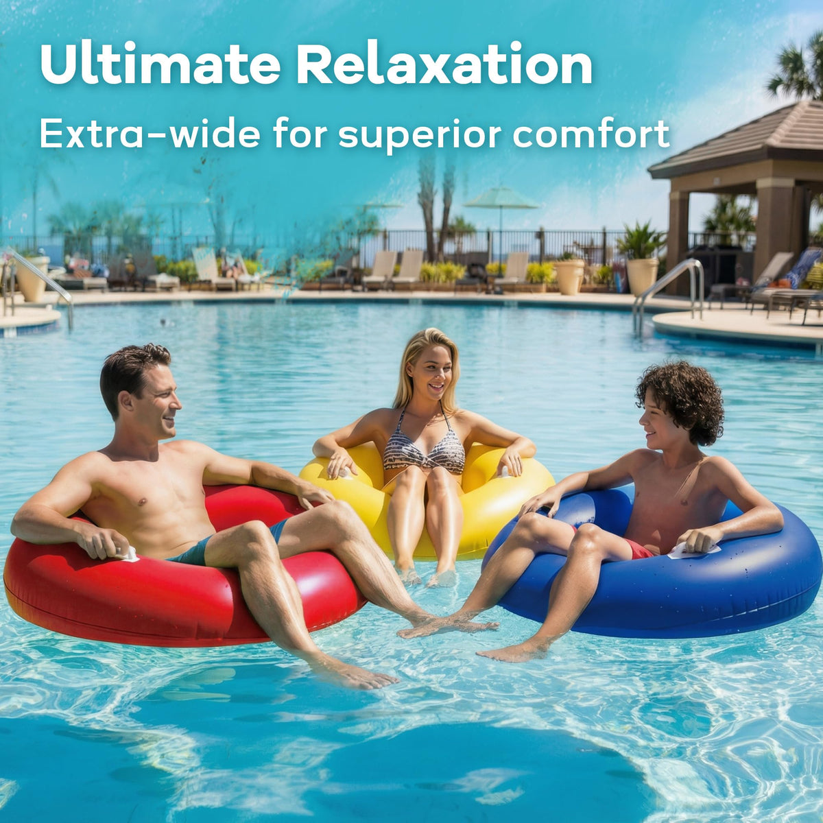 Funscape sturdy float with handles for easy transport and stable flotation.