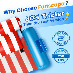 Funscape ergonomic headrest and cushioned backrest support comfortable lounging.