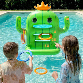 Funscape inflatable cactus base stabilizes play at poolside