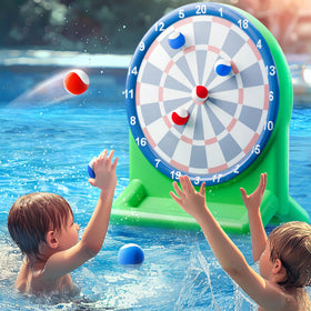 Funscape inflatable dart board in pool for durable water play.