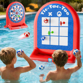Funscape inflatable pool dart board boosts coordination for kids.