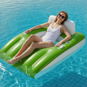 Funscape inflatable pool lounge 54x38 provides roomy comfort for poolside relaxation.