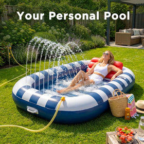 Funscape inflatable pool float sprinkler adds refreshing spray on demand.