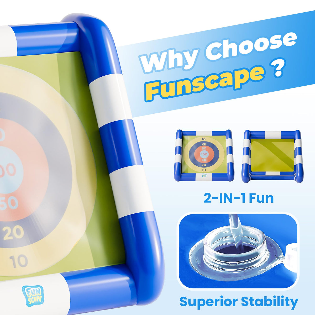 Funscape Kids Soccer Pool Toy target board creates clear scoring opportunities.
