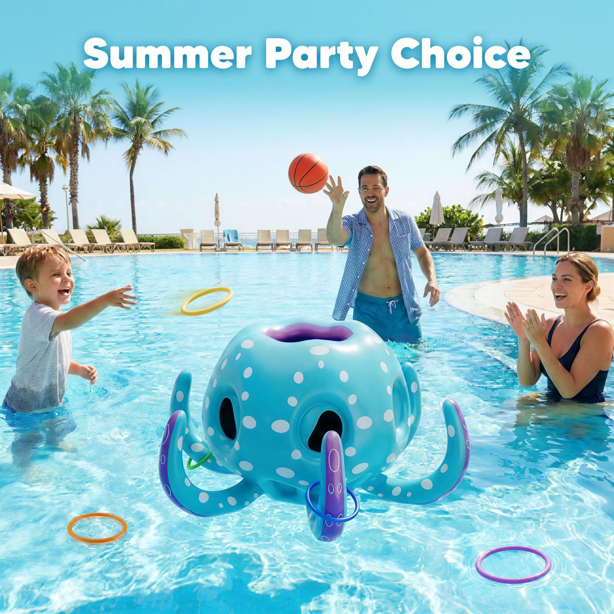 Funscape octopus inflatable designed for durable pool, yard, and beach play