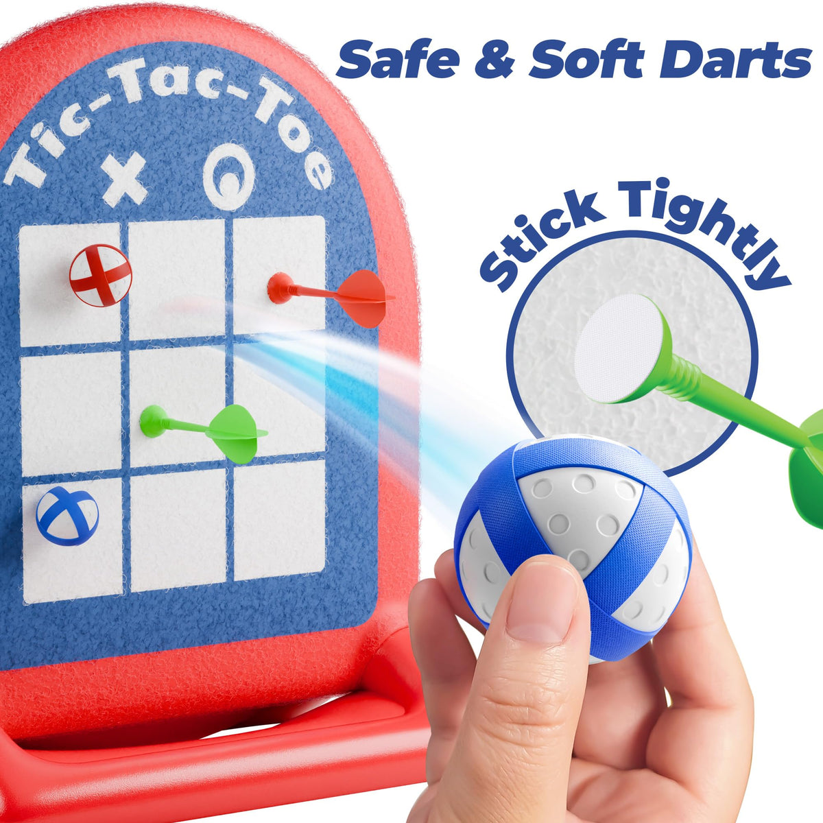 Funscape darts, balls, and patches for quick setup.