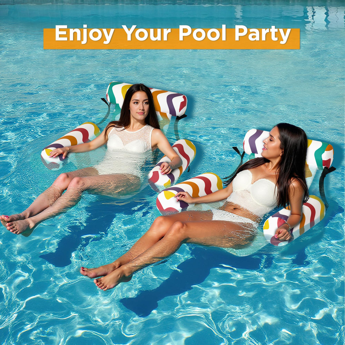Rainbow design enhances pool parties and backyard gatherings.