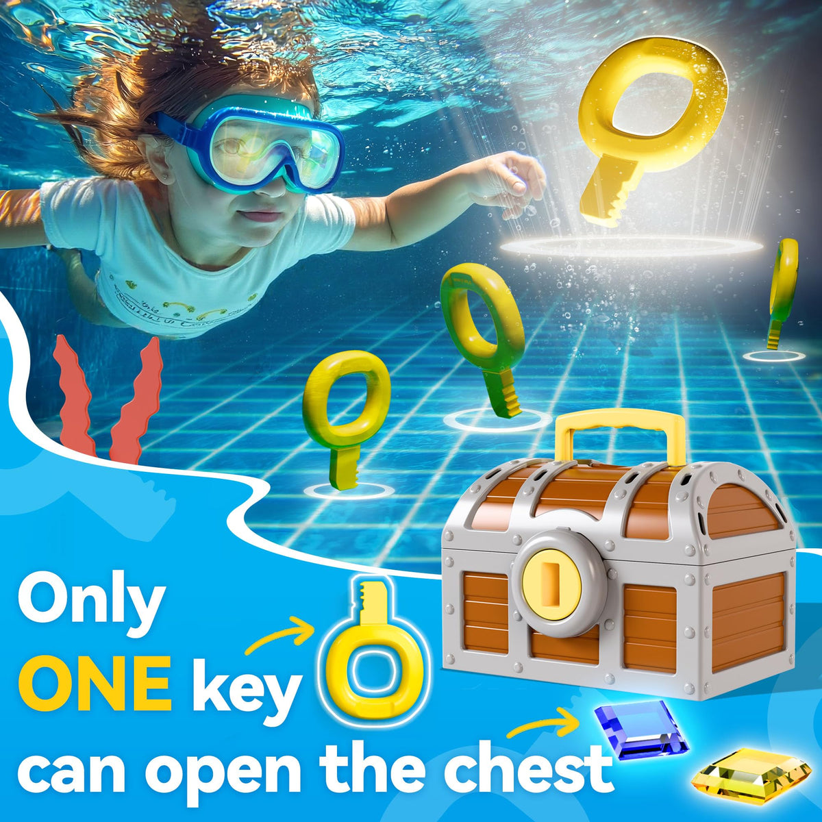 Funscape seaweed and fish accessories create an immersive underwater scene.