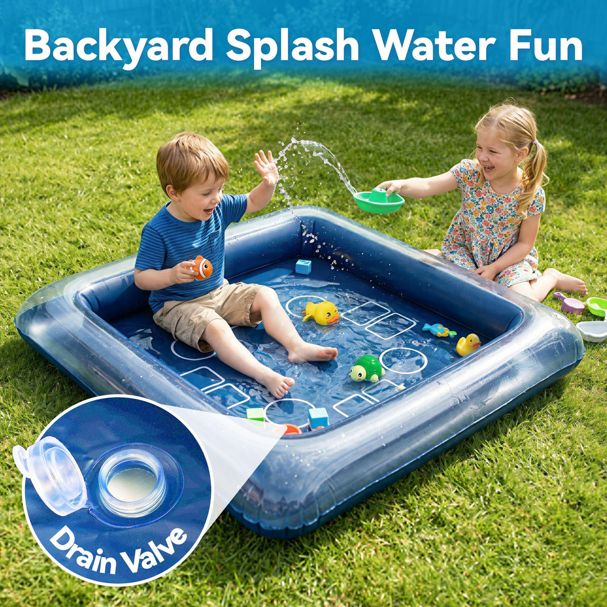 Funscape shallow inflatable pool setup is ideal for safe backyard play.