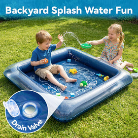 Funscape shallow inflatable pool setup is ideal for safe backyard play.