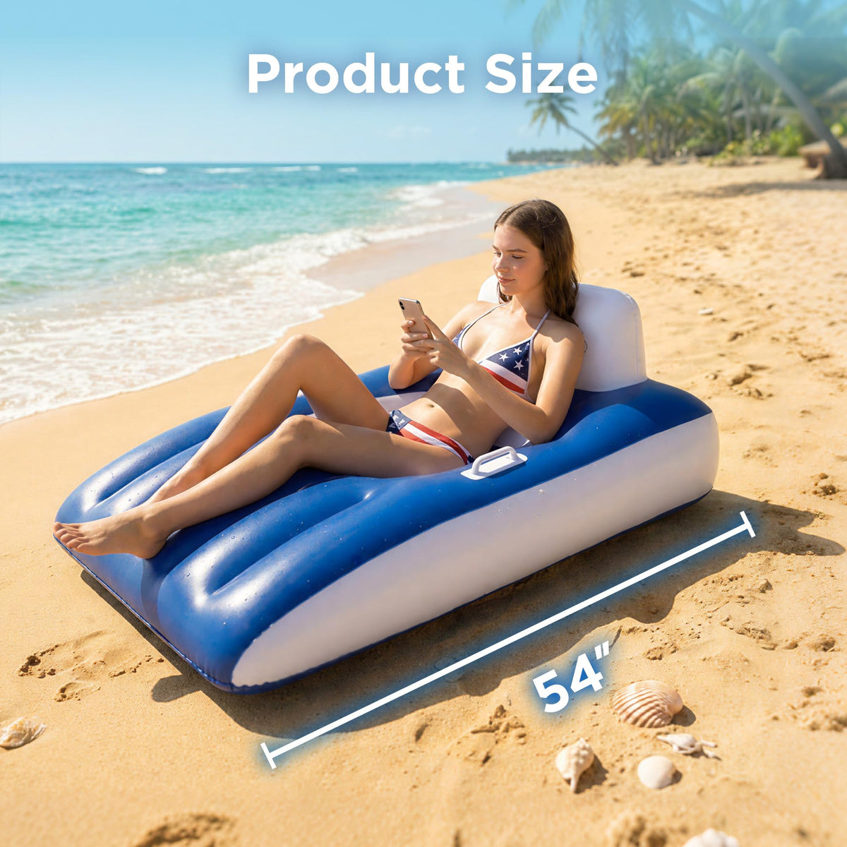Funscape blue inflatable float ideal for summer pool parties.