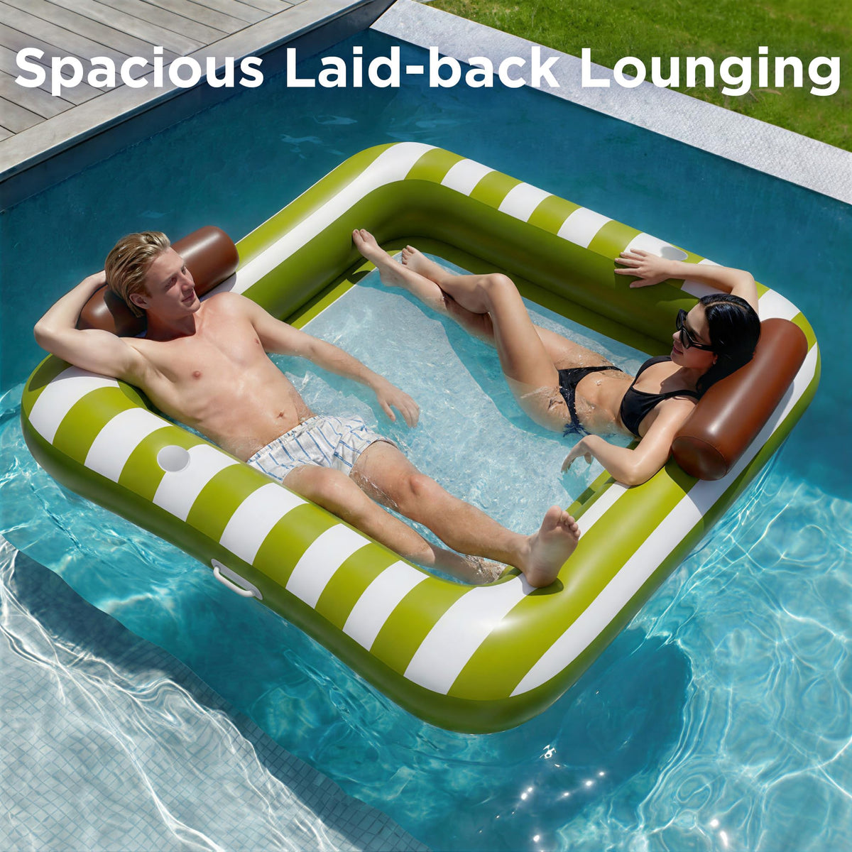 Funscape water hammock lounger in green for cooling sunbathing and relaxation.